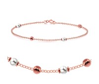 Balls and White Pearls Bracelet BRS-453-RO-GP